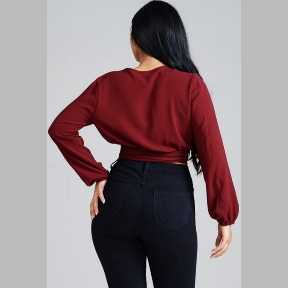 Sexy royal red wrap top - Picture 4 of 4
